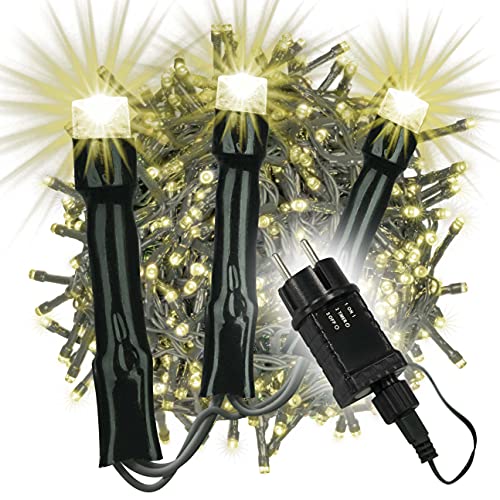 LED Büschellichterkette Cluster für Außen IP44 Außen-Trafo 6h-Timer grünes Kabel 25m Weihnachtsdekoration Party Xmas 500 750 1000 2000 warmweiß bunt wählbar (warmweiß, 1000 LED)