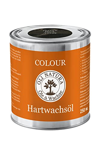 OLI-NATURA Colour Hartwachsöl, Farböl für Holzmöbel und Treppen, 0.25L, Pepper Black
