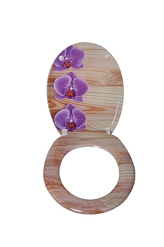 VEREG Duroplast WC-Sitz Purple Orchid mit Absenkautomatik für geräuschloses Schließen, ovale Form, angenehmer Sitzkomfort, max. belastbar bis 150 kg