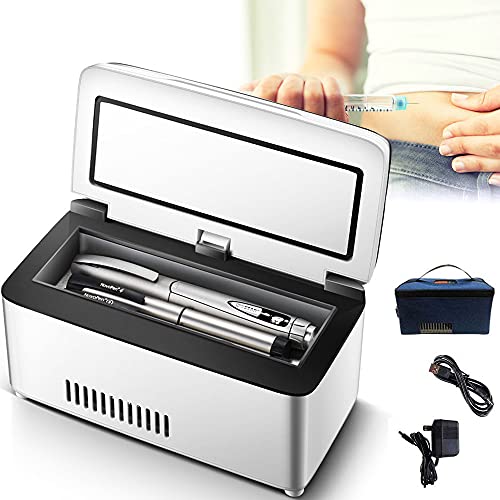 LIMEID Insulin-Kühlbox Medizin Kühlschrank Mini Wiederaufladbare Tragbare Insulin Kühler Box Reisetasche 2-8 ° C Insulin Kühler Mini Kühlschrank Auto Insulin Box,2*Battery