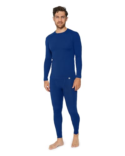 DANISH ENDURANCE Men's Merino Baselayer Set (LS Shirt + Tights) S Navy Blue 1-Pack