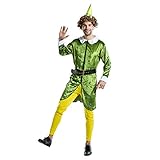EraSpooky Elfe Kostüm mit Perücke Hut Faschingskostüme Cosplay Halloween Party Karneval Fastnacht Kleid für Erwachsene Herren Damen