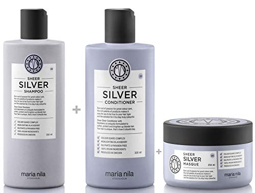 Maria Nila Sheer Silver Set - Shampoo 350 ml + Conditioner 300 ml + Masque/Maske 250 ml