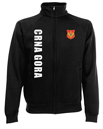 AkyTEX Montenegro CRNA Gora EM-2020 Sweatjacke Wunschname Nummer Schwarz L