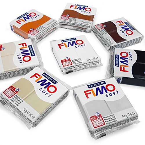 FIMO Weiche Polymer-Ofen-Modelliermasse, 57 g, 8 Stück, Erdtöne