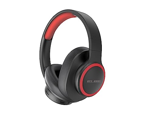 Elbe ABT-B26-N Kopfhörer, Bluetooth 5.1, zusammenklappbar, mit Mikrofon und FM-Radio, 10 Stunden Wiedergabezeit, Schwarz/Rot