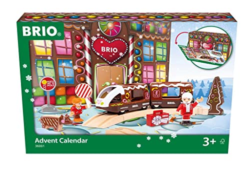 BRIO World 36001 Adventskalender - Weihnachtlicher Holzeisenbahn-Spaß mit einer Überraschung hinter jedem Türchen - Empfohlen ab 3 Jahren und kompatibel mit allen Elementen der BRIO World