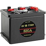 SIGA Oldtimer Batterie 6V 77Ah gefüllt geladen handgefertigt Oldtimer Batterie Autobatterie Starterbatterie