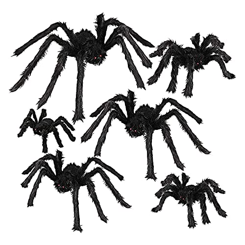 Sujhyrty Halloween Spinne Dekor Halloween Realistische Haarige Spinnen Set für Halloween Draussen Rasen Garten Dekoration Haus Prop