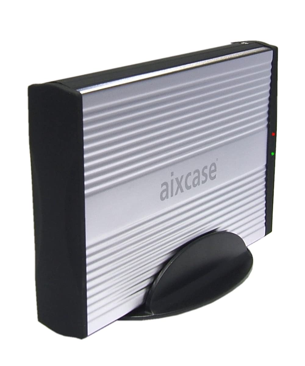 aixcase AIX-BSUB3A1-S USB 2.0 Aluminium-Gehäuse für 3.5 SATA Festplatten mit OTB-Funktion Silber
