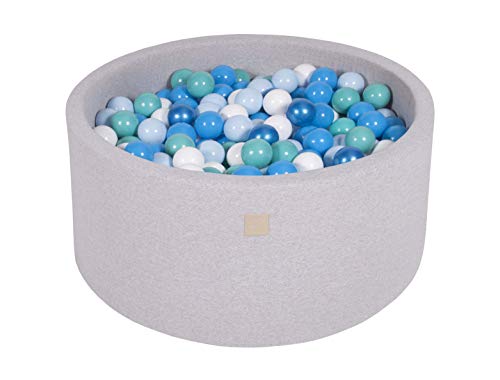 MEOWBABY Bällebad 90X40cm/300 Bälle ∅ 7Cm Baby Spielbad Mit Bällen Rund Ball Pit Kinderzimmer Kugelbad Bällebäder Made in EU Made In EU Hellgrau: Weiß/Blau/Türkis/Babyblau/Perlblau