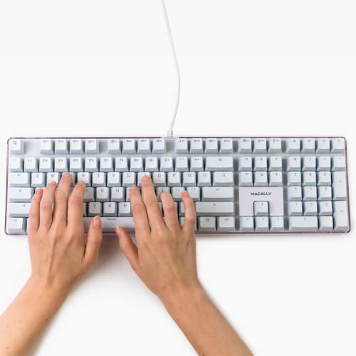 Macally Mechanische Tastatur mit Hintergrundbeleuchtung für Mac,Qualität, die Sie fühlen können, kabelgebunden, USB mit beschwertem Sockel