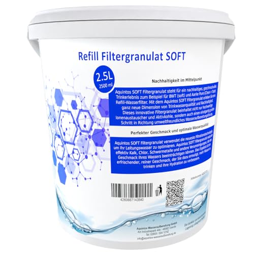 Refill Filtergranulat Ersatz für BWT soft und Aarke Pure Clean + Taste SOFT Filtergranulat von Aquintos (2,5L Eimer)