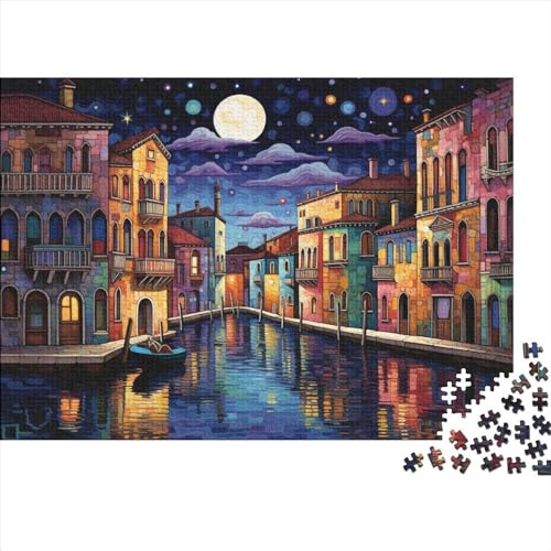 Venice Night View 3D-Puzzles 1000 Teile Für Erwachsene Puzzles Für Erwachsene 1000 Teile Puzzle Lernspiele Ungelöstes Puzzle 1000pcs (75x50cm)