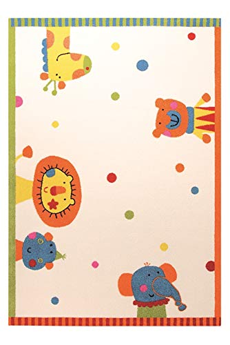 Sigikid I Moderner Kurzflor Kinderteppich, Kinderzimmer für Mädchen & Jungen I Animal Festival | SK-0525-01 (120 x 170 cm , beige)