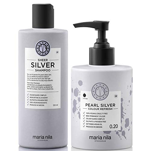 Maria Nila Sheer Silver Set - Shampoo 350ml + Colour Refresh Pearl Silver 0.20 300ml
