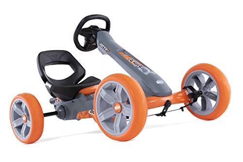 BERG Pedal-Gokart, Soundbox im Lenkrad, Für Kinder von 2,5 bis 6 Jahren, Bis 30 kg, Reppy Racer, Orange/Grau