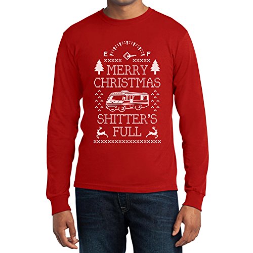 Merry Christmas Shitter's Full Langarm Rot Medium T-Shirt - Witziger Weihnachtspullover