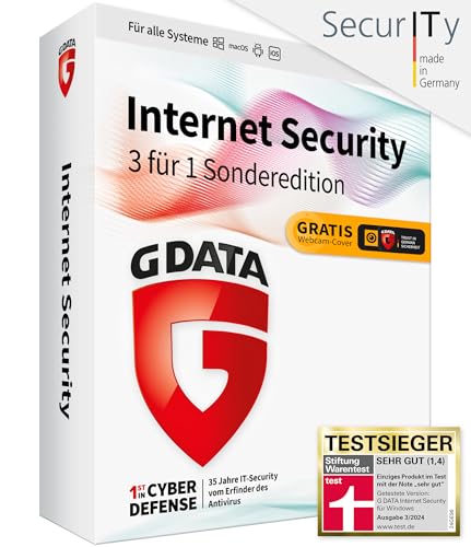 G DATA Internet Security 3 für 1 Sonderversion, 3 Geräte - 1 Jahr, Antivirus Programm mit Kindersicherung, PC, Mac, Android, iOS | DVD|2022|3|12 Monate|PC/Mac/Android/iOS|Disc|Disc
