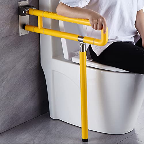 Wandstützgriff Klappbar, Stützklappgriff WC für die Wandmontage Badezimmer Dusche Sicherheitsgriffe für ältere Behinderte(75cm,gelb)
