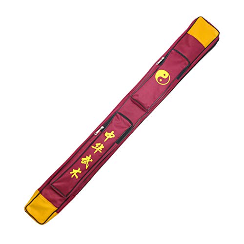 STETH Schwerter Tasche, Schwerterbox, Schwert-Tragetasche – chinesische Kung-Fu-Schwerttasche, doppellagige Schwert-Tragetasche, Kampfsport-Waffenkoffer, Schwert-Umhängetasche, rot (Color : Red)