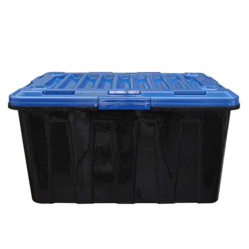 Wilai Aufbewahrungsbox 100 Liter Rollenbox schwarz mit blauem Deckel