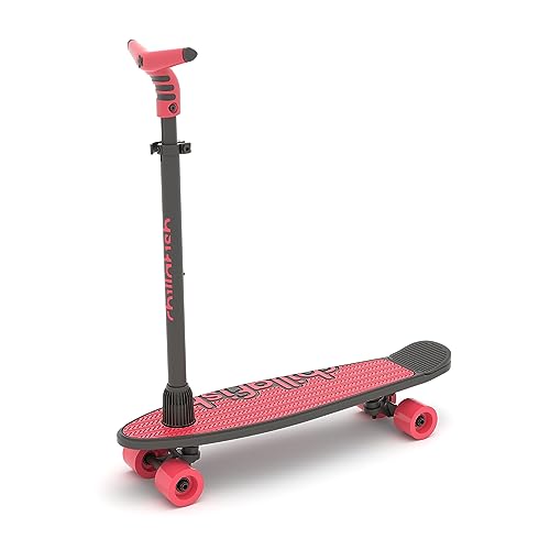 Chillafish Skatieskootie 2 Trainings-Skateboard und Lean-to-Steer-Roller mit abnehmbarem Stabilitätslenker, Koralle