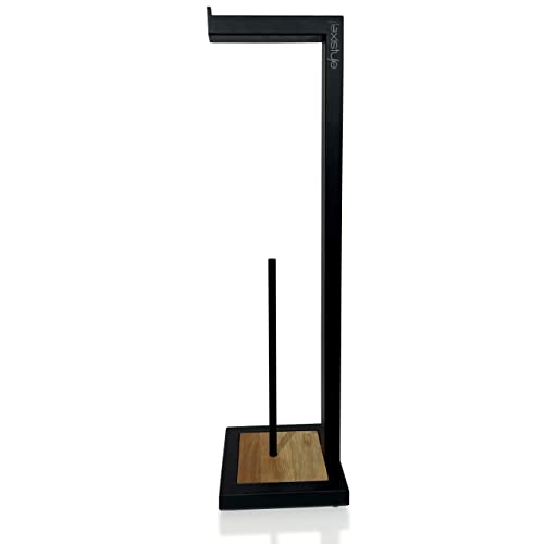 Klopapierhalterung schwarz stehend Holz Eiche LOFT-Stil 15x15x56cm