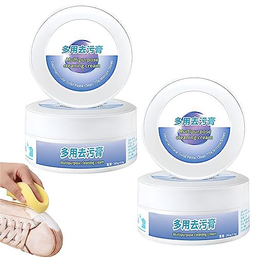NNBWLMAEE 2023 New Multi-Functional Cleaning And Stain Removal Cream, Multipurpose Cleaning Cream, Multifunctional White Shoes Cleaning Cream With Sponge, No Need To Wash, Brighten With One Rub (2PCS)