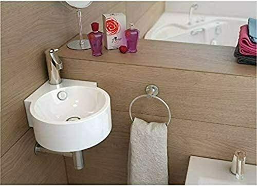 Art-of-Baan® Design Handwaschbecken Waschbecken Eckwaschbecken klein 450 * 330 * 125 mm mm in Hochglanz weiß, mit Lotus Effekt (Dascha)