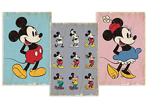 Close Up Mickey Mouse & Minnie 3-er Set Filmplakate (61cm x 91,5cm)