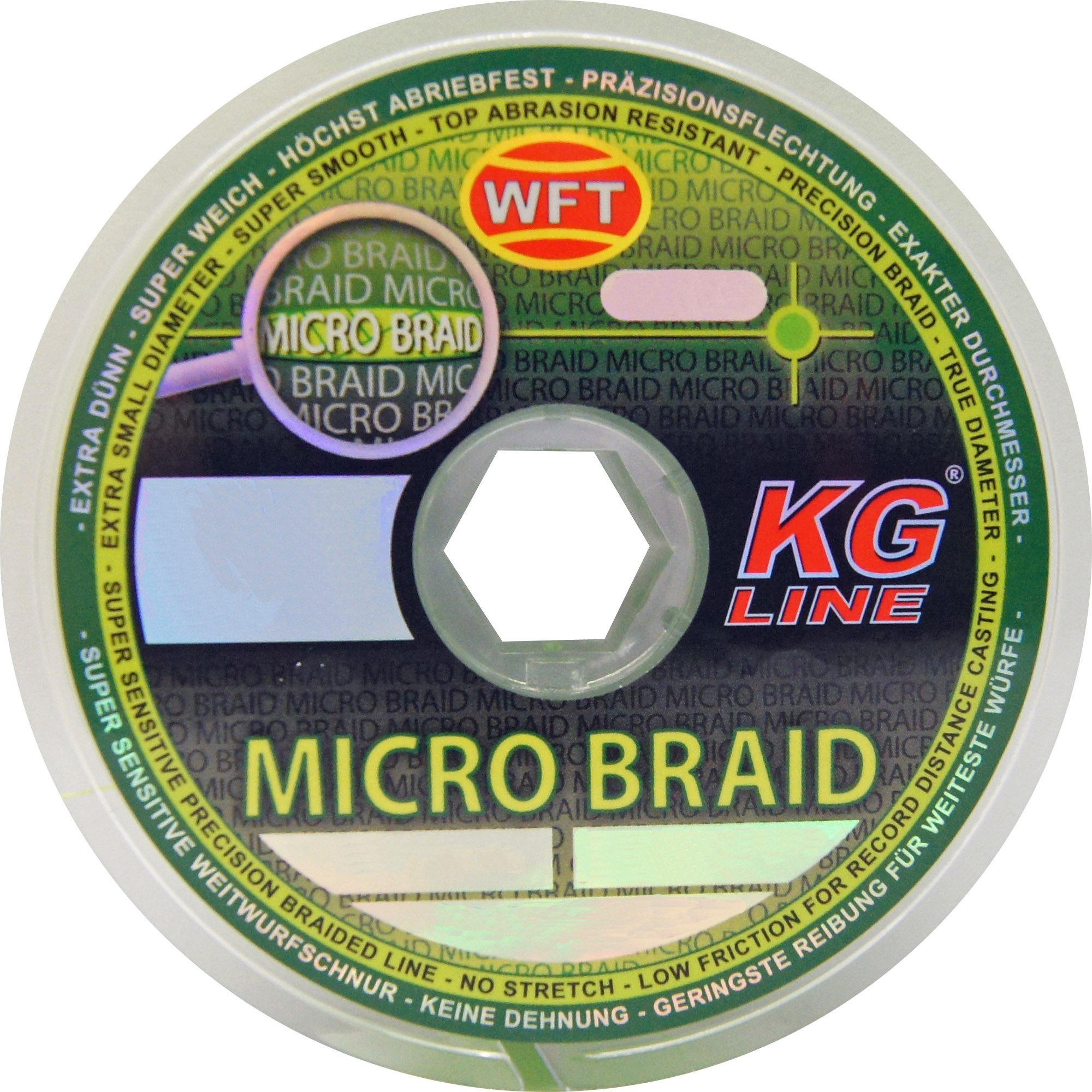 WFT Micro Braid KG Chartreuse 150m - Geflochtene Angelschnur, Durchmesser/Tragkraft:0.04mm / 3kg