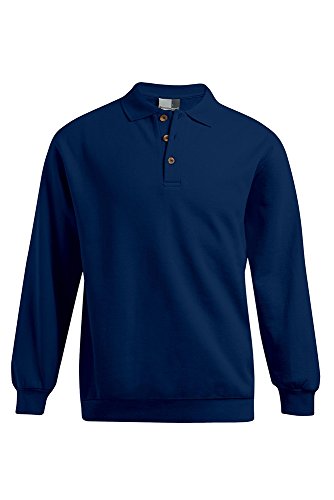 Promodoro Langarm-Polo-Sweatshirt Plus Size Herren, XXXL, Marineblau