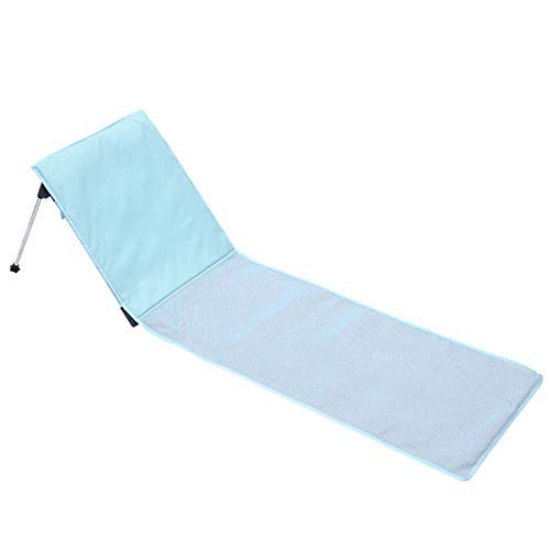 YUOKI99 Strandmatte klappbarer Liegestuhl,tragbare Strandmatte Rückenlehne Leichtes Polyester Outdoor Sonnenliege-Blau