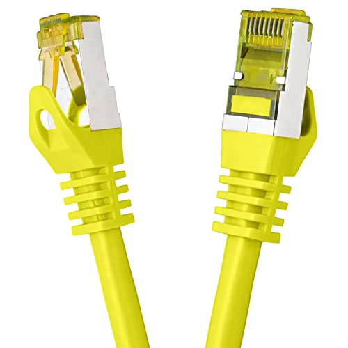 BIGtec 25m Netzwerkkabel Patchkabel CAT.7 Ethernet LAN DSL Patch Kabel Gigabit gelb (2X RJ-45 Anschluß, doppelt geschirmt,SFTP) 25 Meter