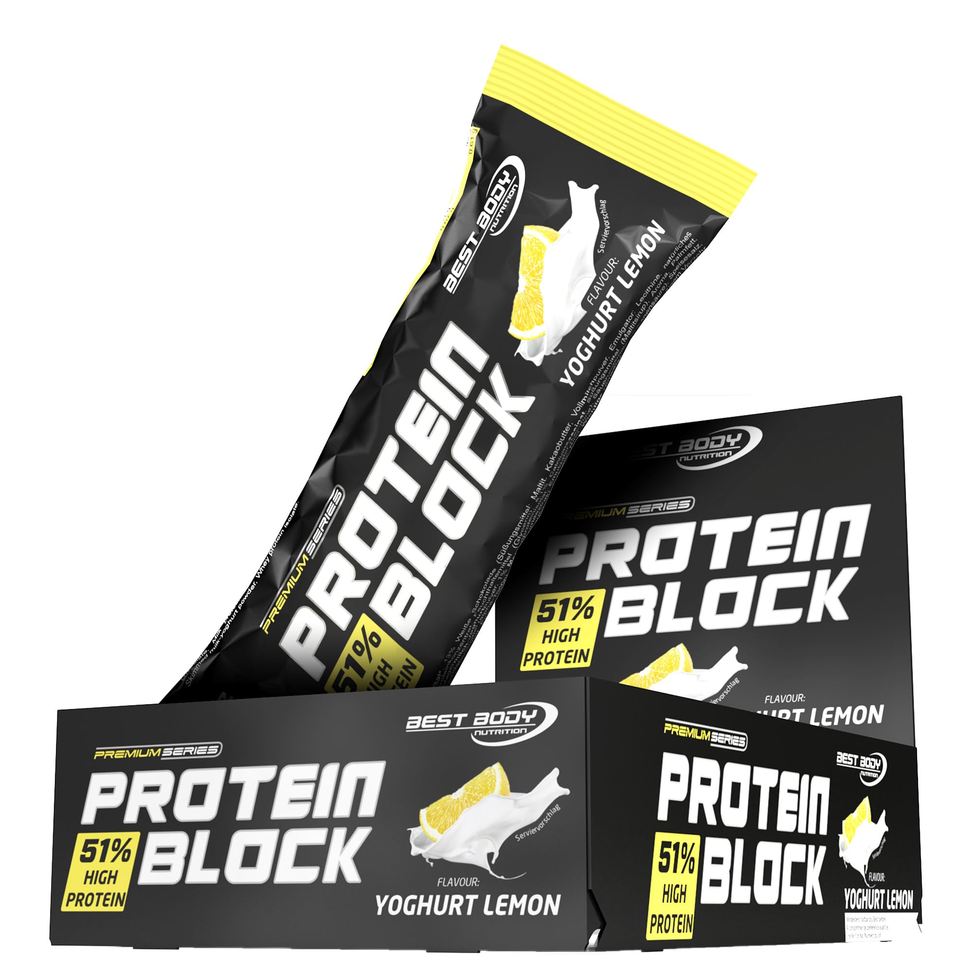 BBN Hardcore Protein Block Riegel, Yoghurt Lemon, 15 Stück
