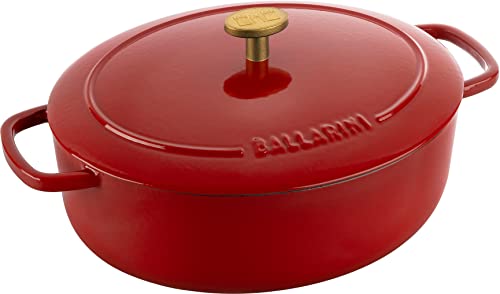 BALLARINI Bellamonte Auflaufform Bräter Dutch Oven emailliertes Gusseisen oval 23 cm 2,2 L rot