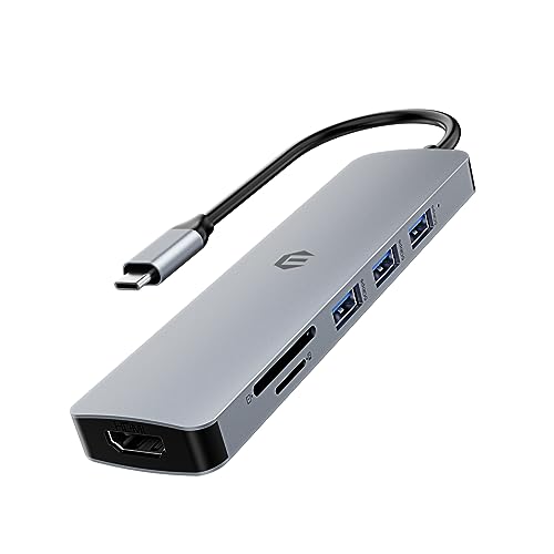 SUTOUG 6-in-1 USB-C-Hub-Dockingstation mit USB 3.0 bis zu 5 Gpbs, 4K HDMI-Ausgang, SD/TF-Kartenleser kompatibel für Laptop und andere Typ-C-Geräte