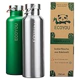 EcoYou® Trinkflasche Edelstahl 750 ml Grün Doppelt Vakuumisoliert für Heiß- & Kaltgetränke | Wasserflasche Isolierflasche Thermoflasche | Öko Sportflasche Outdoor Flasche | Auslaufsicher & BPA-frei