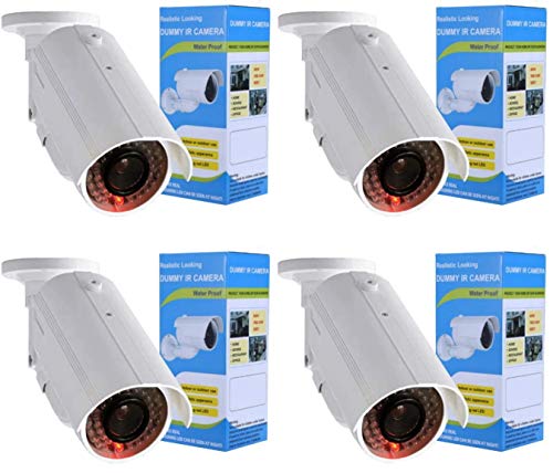 4X Dummy Camera with Lens. with red LED Light, deceptively real for Wall- and Ceiling-mounting