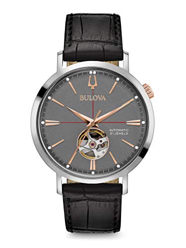 Bulova Herren Analog Automatik Uhr mit Leder Armband 98A187