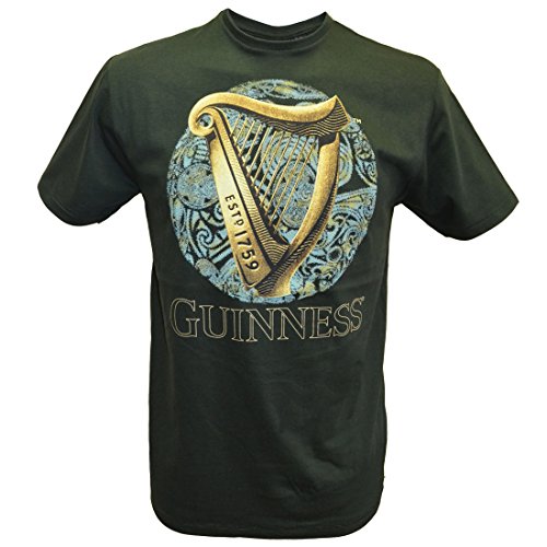 Flasche grün GUINNESS T-Shirt mit irischen Harfe Design mit blauer Keltisch Design - Grün, X-Large