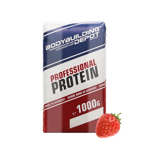 Bodybuilding Depot® Professional Mehrkomponenten Protein Pulver, 89% Proteingehalt, hohe biologische Wertigkeit, 1kg (Erdbeere)