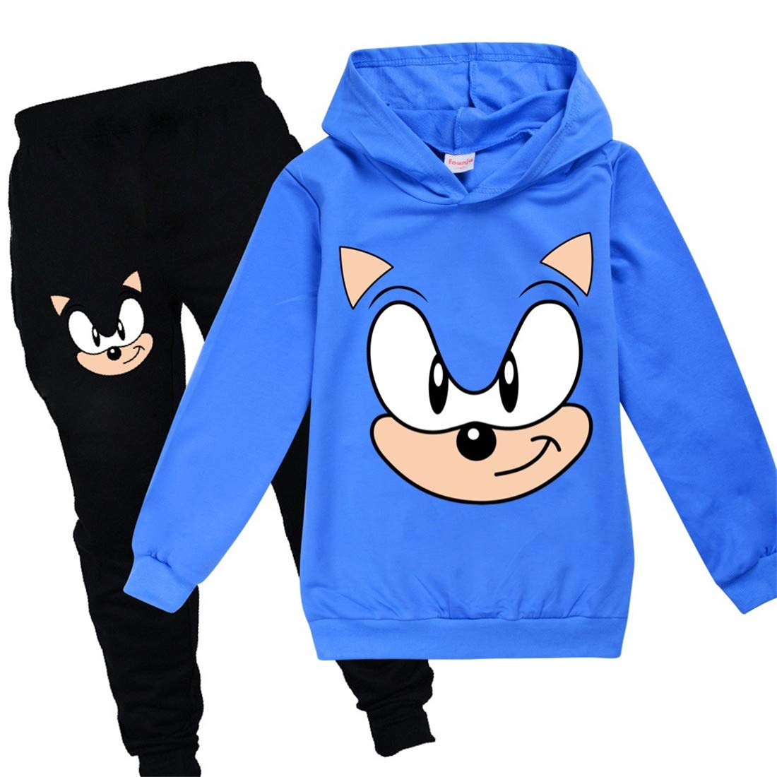 Sonic Hoodie und Hose Sportbekleidung Jungen Trainingsanzug Mädchen Niedlich Cartoon Prints The Hedgehog Kostüm Pullover, blau2, 7-8 Jahre