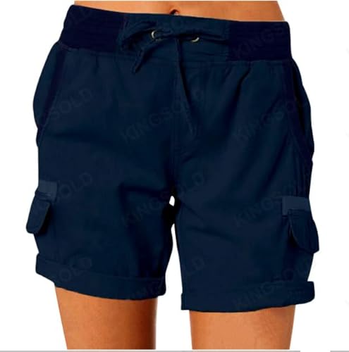 PonPed Attreasure Freizeit-Shorts für Damen, lässige Damen-Shorts mit hoher Taille, Wander-Outdoor-Lounge-Shorts (Dark Blue,M)