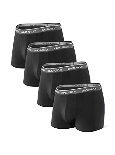 David Archy Herren Boxershorts Basic Unterhose Männer Atmungsaktive Unterwäsche aus Bambusfaser, 4er-Pack (2XL, Kurz: Schwarz x4)