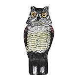 Owl Decoy, rotierende Eulenstatue mit verschiedenen Anrufen, zum Wegfahren von Vögeln, geeignet für Gärten, im Freien
