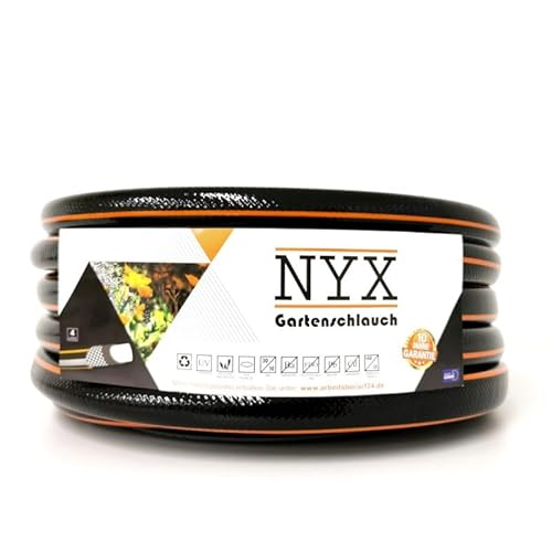 Gartenschlauch 1/2" NYX Premium 10 Jahre Garantie 4 lagig Wasserschlauch Bewässerungsschlauch schwarz/orange (30)