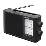Sony ICF-506 Tragbares robustes Analogradio (Retrodesign, voller Klang, AC-Netzteil oder Batteriebetrieb, Tragegriff) Schwarz