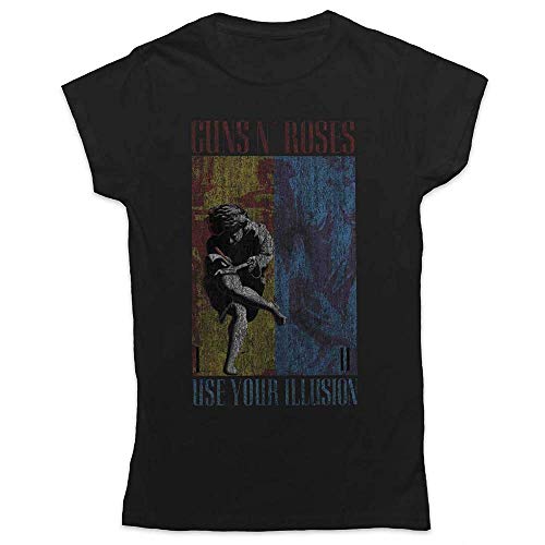 Guns N' Roses Damen Use Your Illusion T-Shirt, Schwarz (Black Black), 36 (Herstellergröße: Medium)